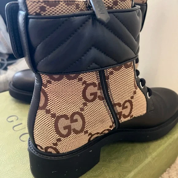 Gucci Black and Tan Moto Boots - Picture 2 of 6